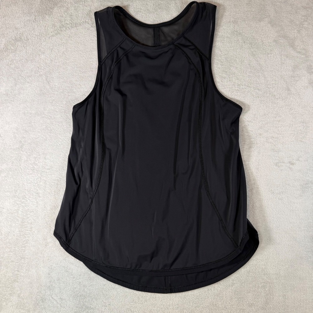Lululemon Black Mesh‎ Keyhole Back Sleeveless Athletic Workout Tank Top Womens
